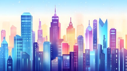 Colorful City Skyline Illustration