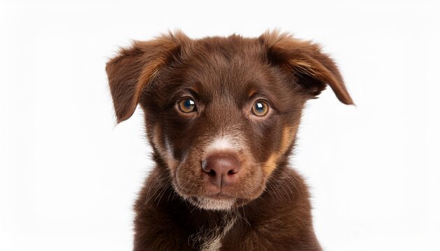 オーストラリアン・ケルピーの子犬のポートレート（Australian Kelpie puppy portrait on white background）
