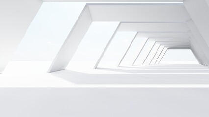 Abstract architecture background geometric arched building 3d render