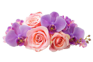 Pink Roses and Purple Orchids Arrangement