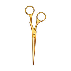 precision gold scissor cartoon. trim shear, snip handle, edge durable precision gold scissor sign. isolated symbol vector illustration