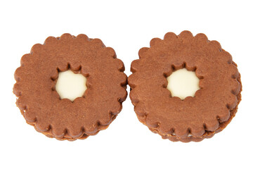 double sandwich cookies isolated on white background