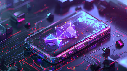 Futuristic Digital Cryptocurrency hardware wallet.