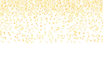 festive glowing stars confetti. Gold stars falling with sparkles isolated on transparent background. Magic glowing starlight effect PNG. many glitter stars. Holiday decoration design elements