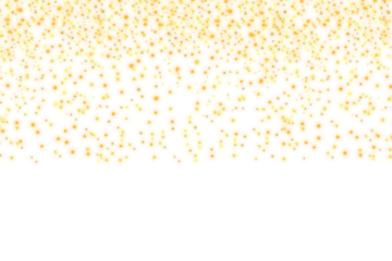 festive glowing stars confetti. Gold stars falling with sparkles isolated on transparent background. Magic glowing starlight effect PNG. many glitter stars. Holiday decoration design elements