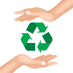 Free vector hands suppoting recycle sign