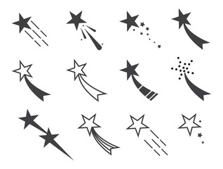Shooting star icon set