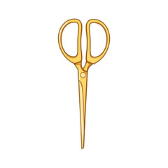 shear gold scissor cartoon. snip handle, edge durable, stylish luxury shear gold scissor sign. isolated symbol vector illustration