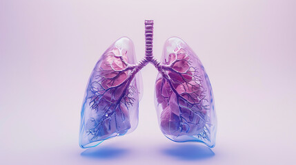Realistic human lungs on white background