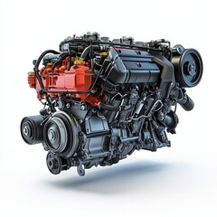 Car Engine 3D rendering on white background