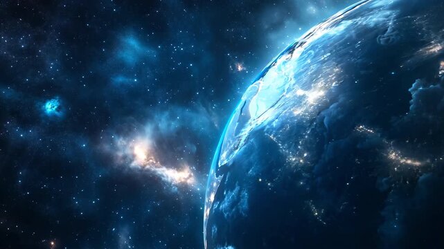 Celestial Dawn: The Beauty of a Blue Planet - Slow motion - made with Generative AI 