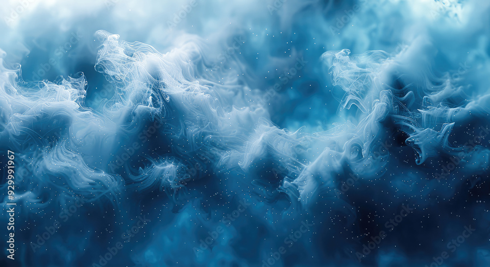 Aufkleber cyan particle liquid smoke background. generative ai.