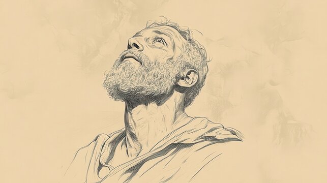 Biblical Illustration of Job&rsquo;s Final Appeal - Job Pleading for God to Vindicate Him and Be His Witness Against His Accusers, Beige Background