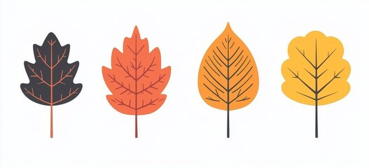 Fototapeta premium Vestor set in fall colors with smashed autumn leaves.