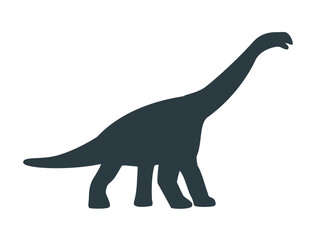 Jurassic dino dinosaur icon. Silhouette of brachiosaurus