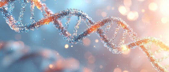 A DNA double helix with a blurred background