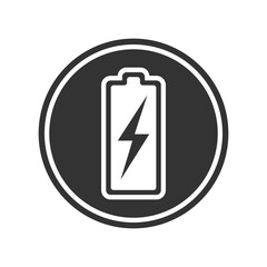 Storage battery graphic Icon. Level battery charging  sign in the circle isolated on white background. Vector illustration