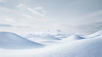 Obraz premium A snowy landscape with a mountain in the background
