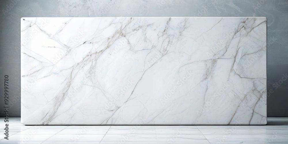 Poster a large white marble slab with a pattern of white and gray