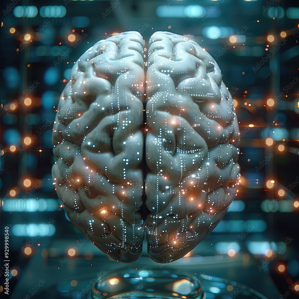 Poster AI brain analyzing global economic patterns. Generative AI.