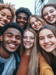 Fototapeta premium Friendly Group of Smiling Teenagers on a Stylish Street