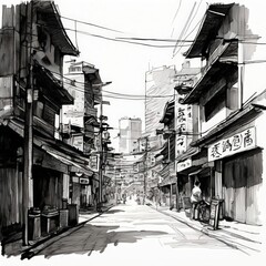 Fototapeta premium the AI Image Generator, Burst of Color in a Monochromatic Cityscape