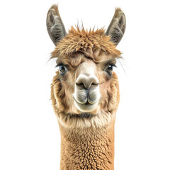 Studio portrait of surprised alpaca , isolated on transparent background