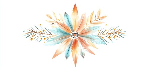 Obraz premium Watercolor painting of three feathers and a star