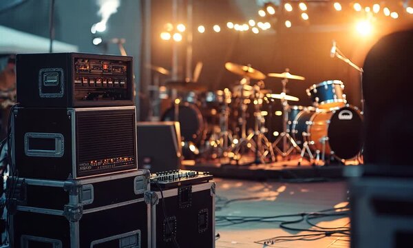 stage equipment for a concert in van