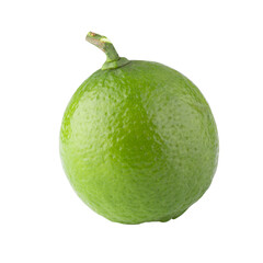 Whole and sliced limes, Sour green fruit isolated on a white background.