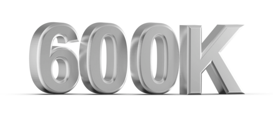 600K Follower 3D Render Silver