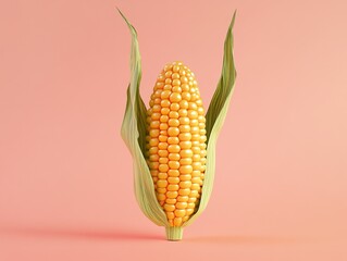 A simple Corn, solid in color and pattern on a solid background