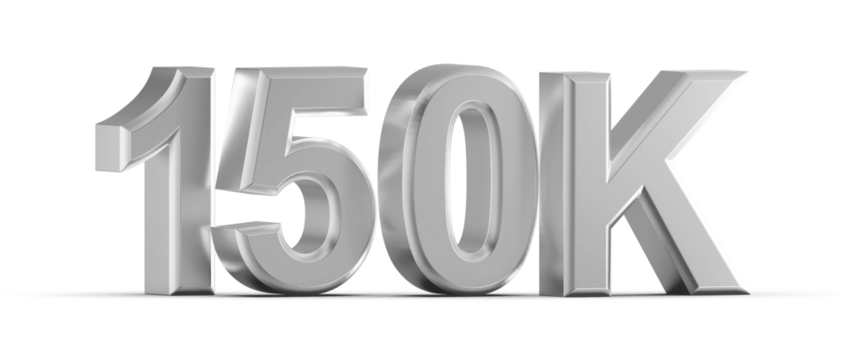 150K Follower 3D Render Silver