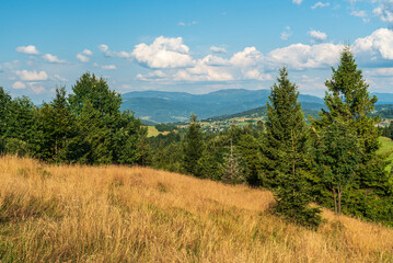 View from Koczy Zamek hill above Koniakow village in Poland