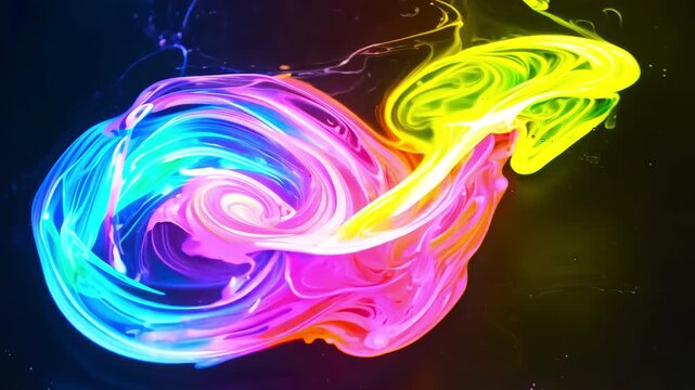 Glow Ink Fantasy: Vibrant Abstract Movement - Slow motion - made with Generative AI