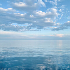Naklejka premium Calm weather on sea or ocean with clouds