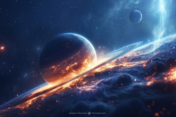 Planet Saturn , highly detailed and realistic, colorful, highly detailed, realistic illustration