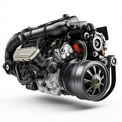 Fototapeta premium modern car engine isolated on white background