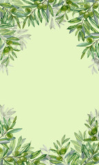 Rectangular Framing with decoration of olives Branches all around