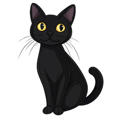 Obraz premium Halloween black cat, halloween-themed, isolated on solid white background