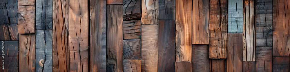 Wall mural a close up of a wooden wall with various planks