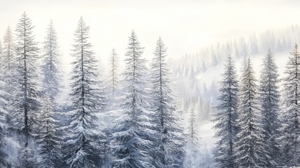Fototapeta premium An image of a snowy forest scene with ice-covered spruce branches