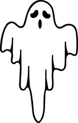 Flat isolated spooky ghost. Cartoon ghost illustration vector.