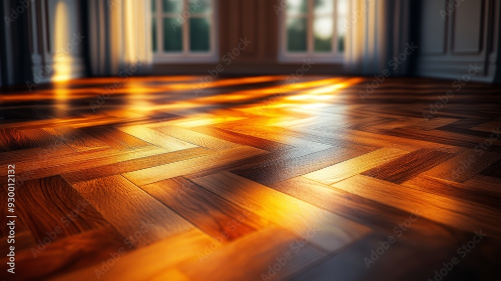 Wall mural A wooden floor with a checkered pattern