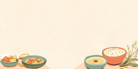 Delicious vegetarian dishes on a light background copy space dishes of India seviyan 