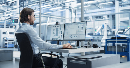 Software Developer Programming an Artificial Intelligence Neural Network on a Desktop Computer....