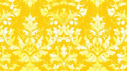 Seamless pattern with vibrant yellow background featuring simple geometric shapes and abstract designs, ideal for modern textile prints, wallpaper, packaging, and digital design projects, perfect for 