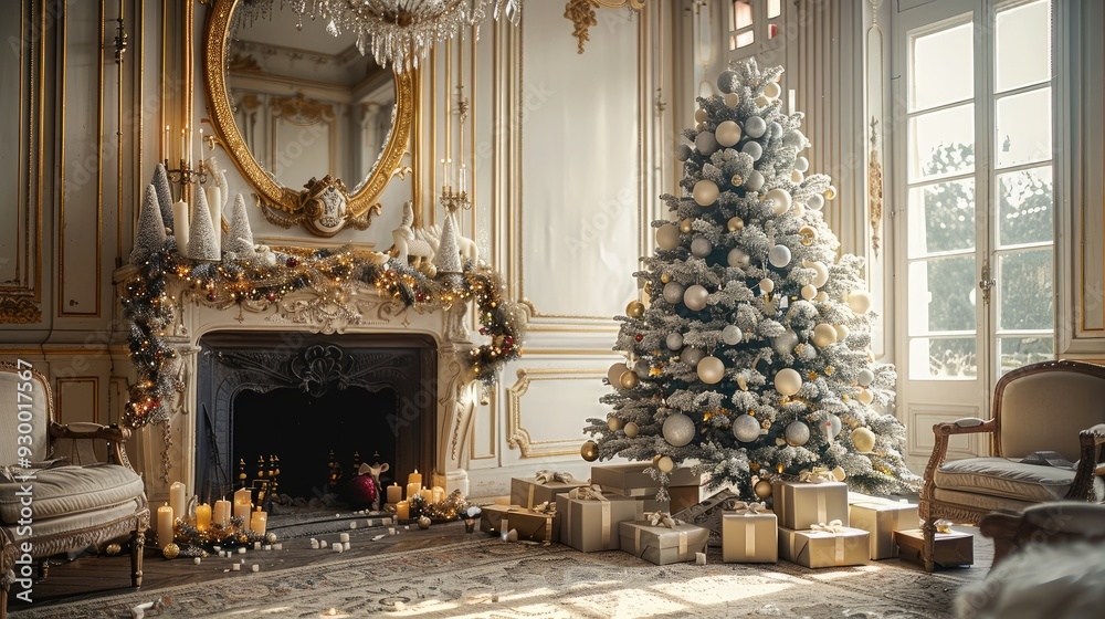 Poster elegant christmas tree. generative ai.