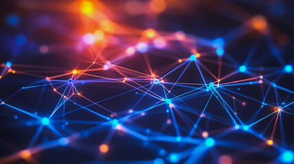 Abstract business connection of lines from nodes It is connected to endless nodes and represents the innovation of communication in the network.