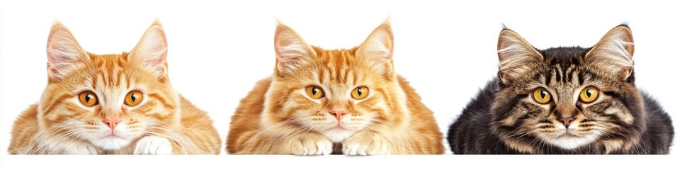 Obraz premium Trio of Whimsical Red Cats: Creative Abstract Design for Marketing and UI. Isolated Animal Silhouettes on White Background, Perfect for Greeting Cards, Web Banners, and 4K Wallpapers. AI-Generated Dig